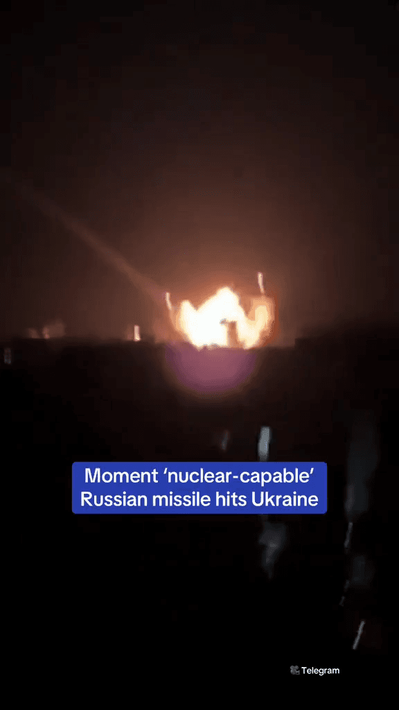 Video thumbnail: The moment 'nuclear-capable' Russian long-range missile stri