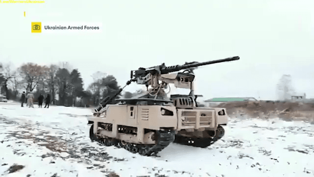 Video thumbnail: Ukraine's new combat droid brings Browning firepower to the frontline - Forces News