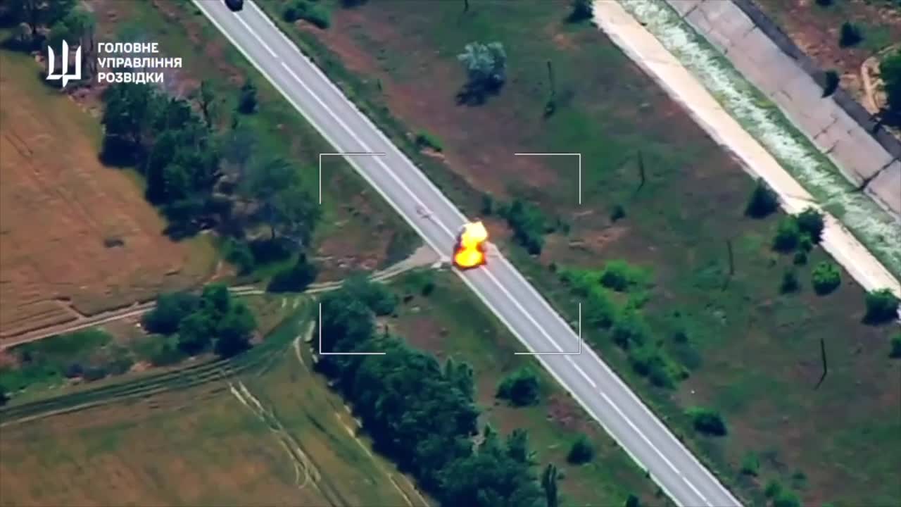 Video thumbnail: Ukrainian Intelligence Drones Strike Targets on Nova Kakhovka - Melitopol Highway