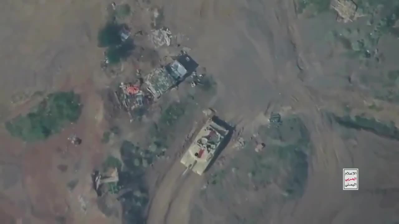 Video thumbnail: Houthi drone strike reportedly destroys Saudi M1A2S Abrams tank near Marib