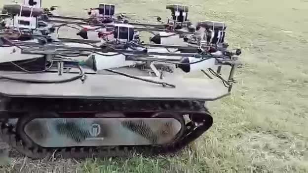 Video thumbnail: Ukrainian ground platform carries six FPV drones closer to the battlefield