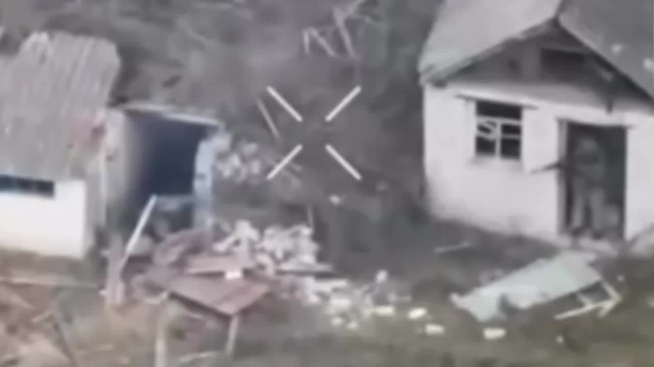 Blurred preview: Myrnohrad, Donetsk region. A Ukrainian defender acts first, taking out a Russian assault trooper with small-arms fire as he climbed out of a basement.