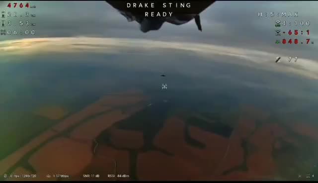 Video thumbnail: STING interceptor drone captures Russian Shahed being shot down by air defense