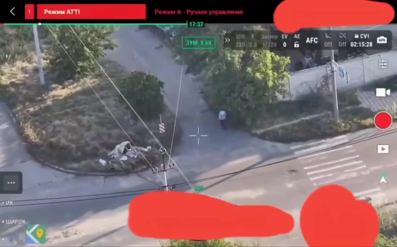 Video thumbnail: Russian drone operator reportedly targets civilian in Kherson, OSINT researchers geolocate footage