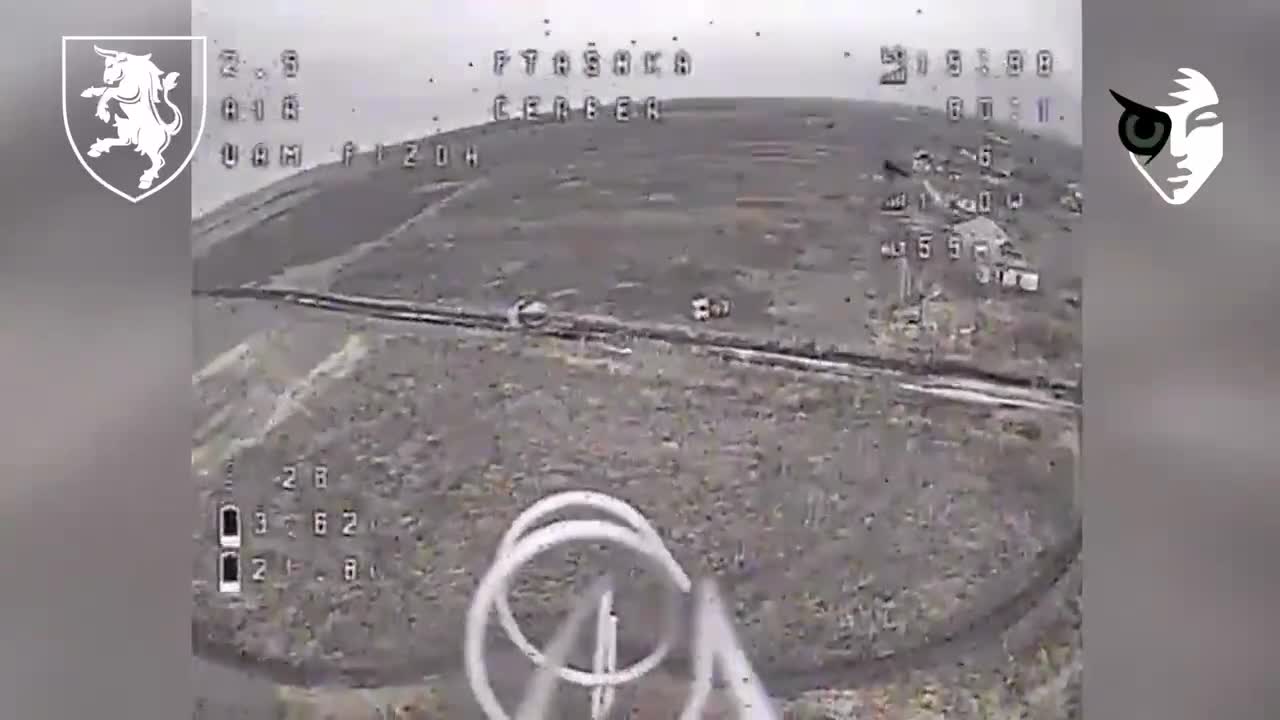 Video thumbnail: Ukrainian drone pilots strike Russian heavy equipment on the battlefield